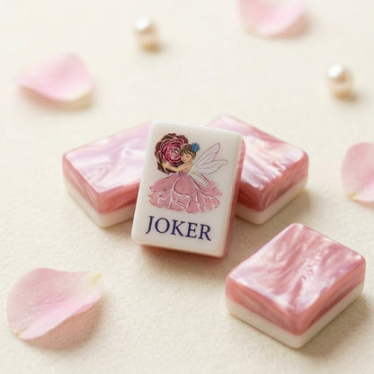 NEW 160-Piece Luxury Mahjong Tile Set, Glossy Shell Back Mahjong Tiles, Pink Floral Mahjong Set