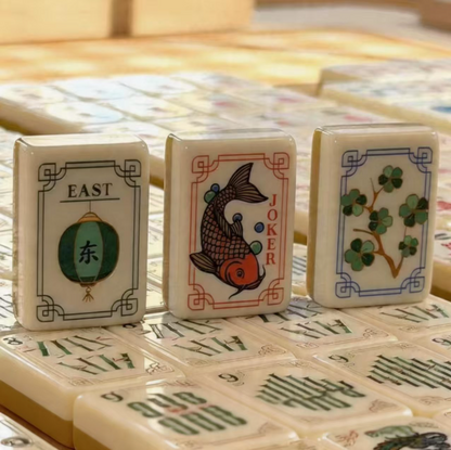 Gold & Ivory Crane Mahjong Tile Set