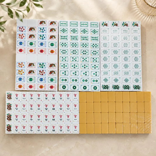 Gold & Ivory Crane Mahjong Tile Set
