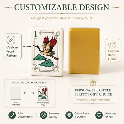 Gold & Ivory Crane Mahjong Tile Set